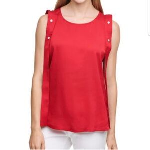 NEW DKNY women sleeveless red shirt top size XXS